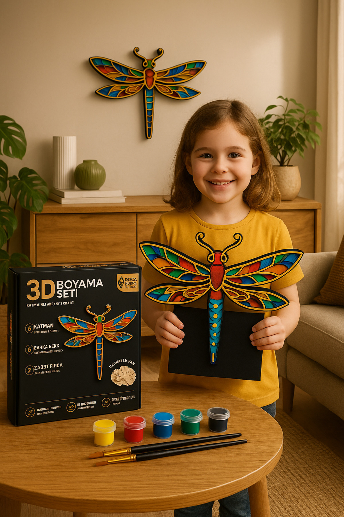 3D Boyama Seti 8 Katmanlı 6'lı Akrilik Boya Fırçalı