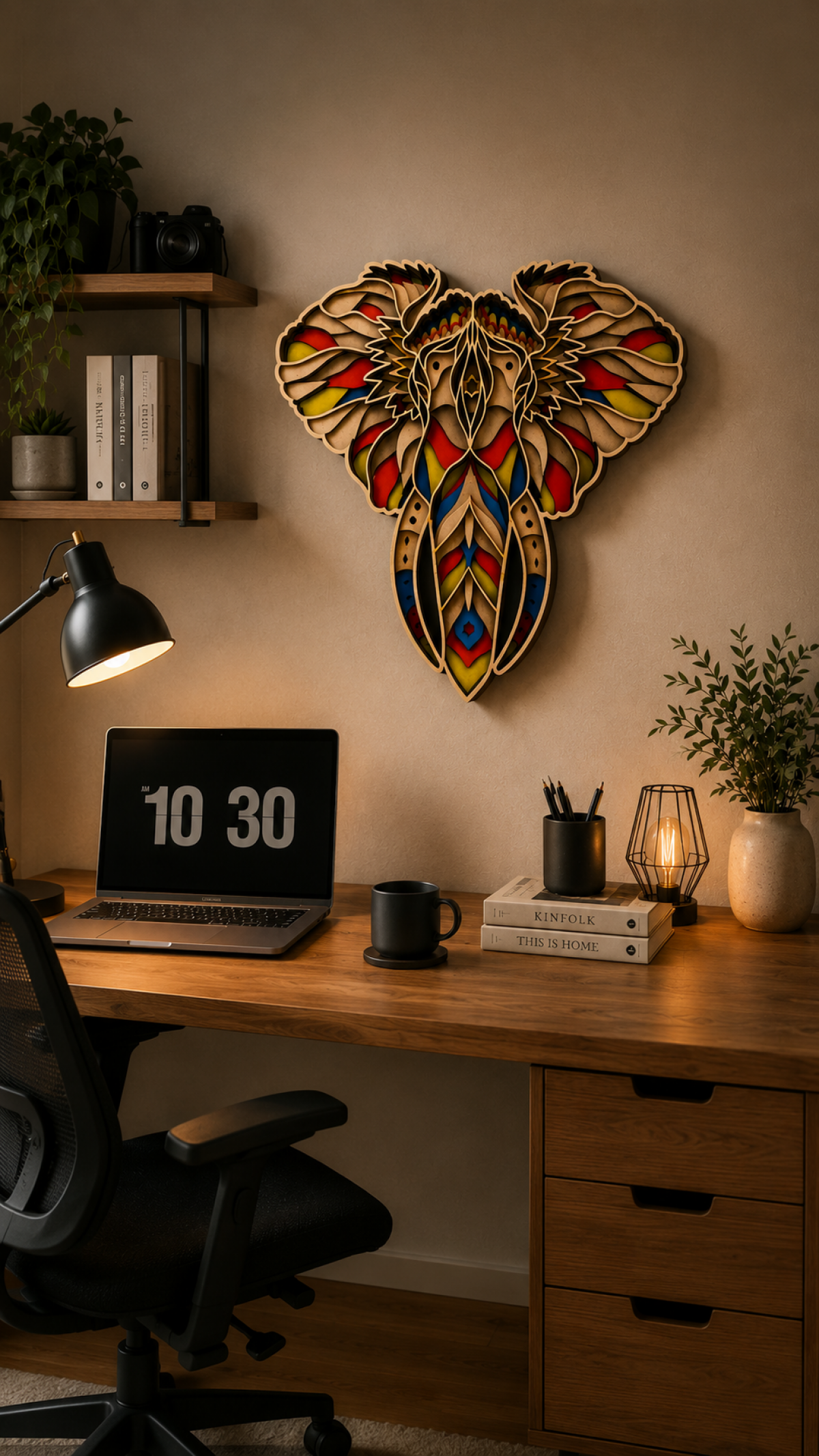 3D Fil Ahşap Boyama Seti – 7 Katmanlı Dekoratif Duvar Süsü | 6 Renk Akrilik Boya + 2 Fırça | Kendin Yap DIY Hobi Seti