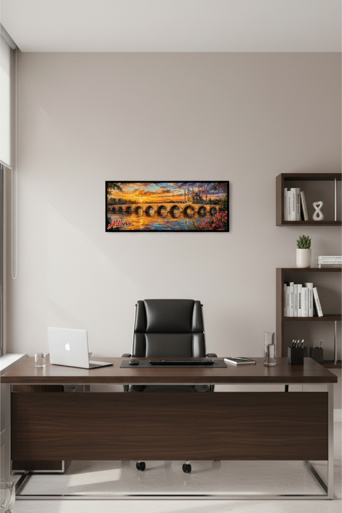 Adana Taş Köprü Tablo Gün Batımı Manzaralı Şehir Temalı Dekoratif Duvar Tablosu