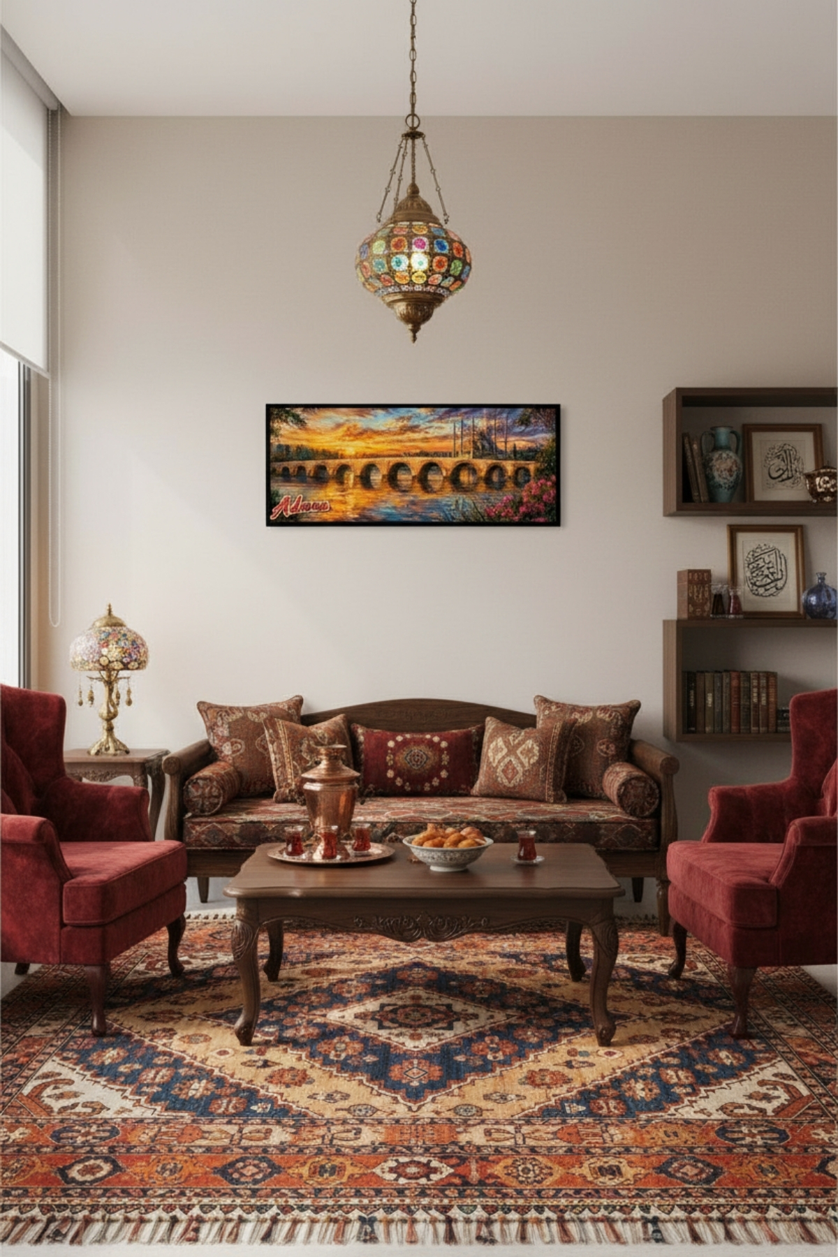 Adana Taş Köprü Tablo Gün Batımı Manzaralı Şehir Temalı Dekoratif Duvar Tablosu