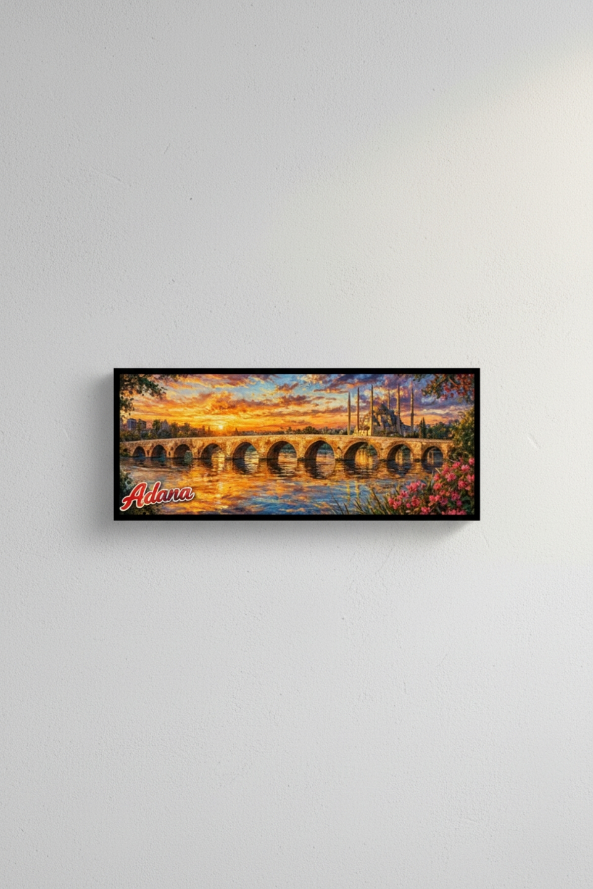 Adana Taş Köprü Tablo Gün Batımı Manzaralı Şehir Temalı Dekoratif Duvar Tablosu
