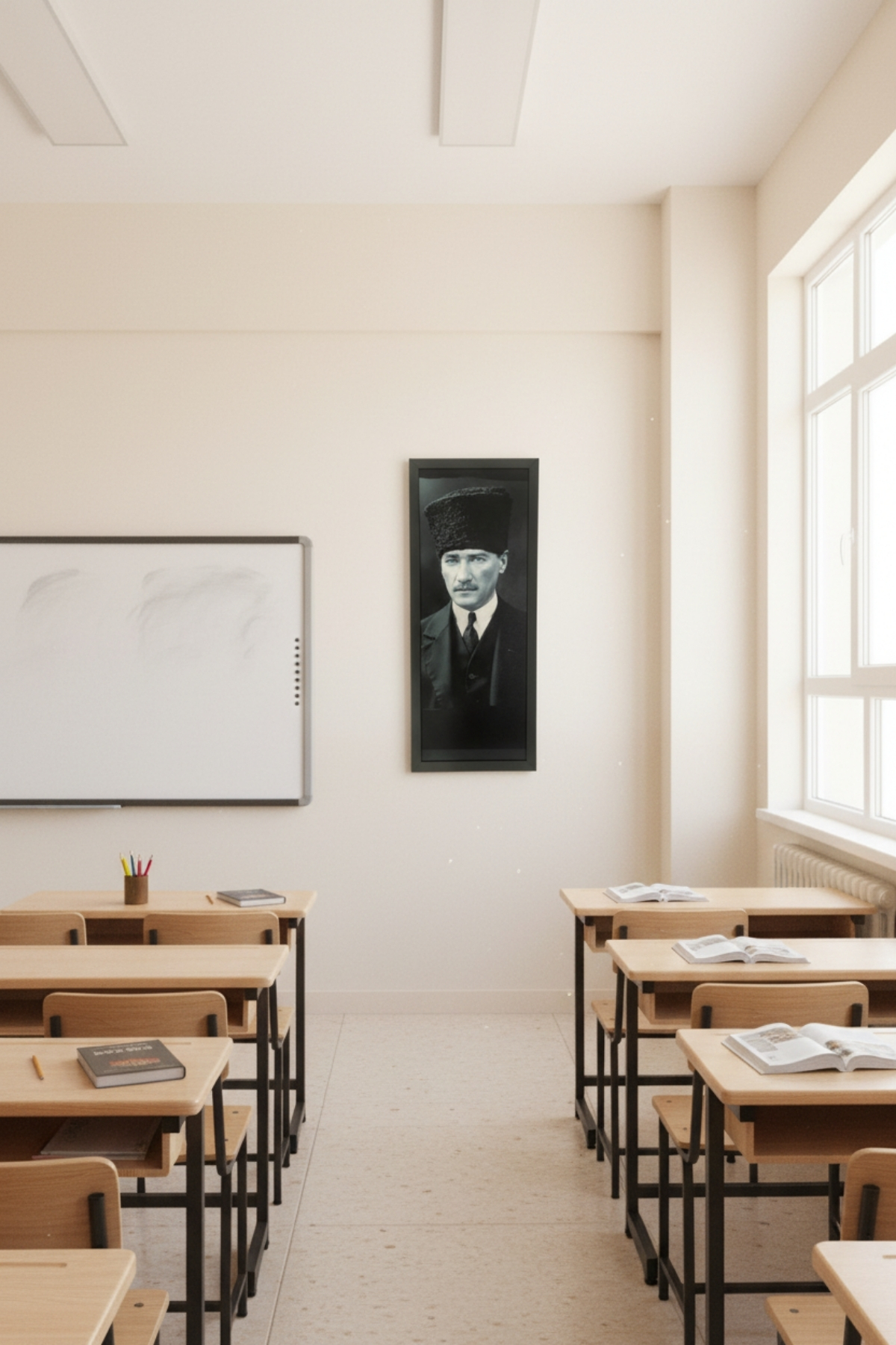 Atatürk Tablosu - 25x60 cm Dikey UV Baskılı MDF Atatürk Poster Tablo