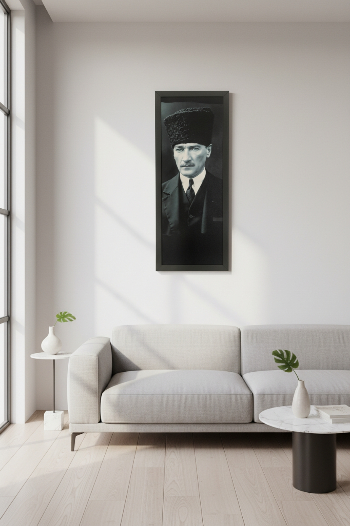 Atatürk Tablosu - 25x60 cm Dikey UV Baskılı MDF Atatürk Poster Tablo