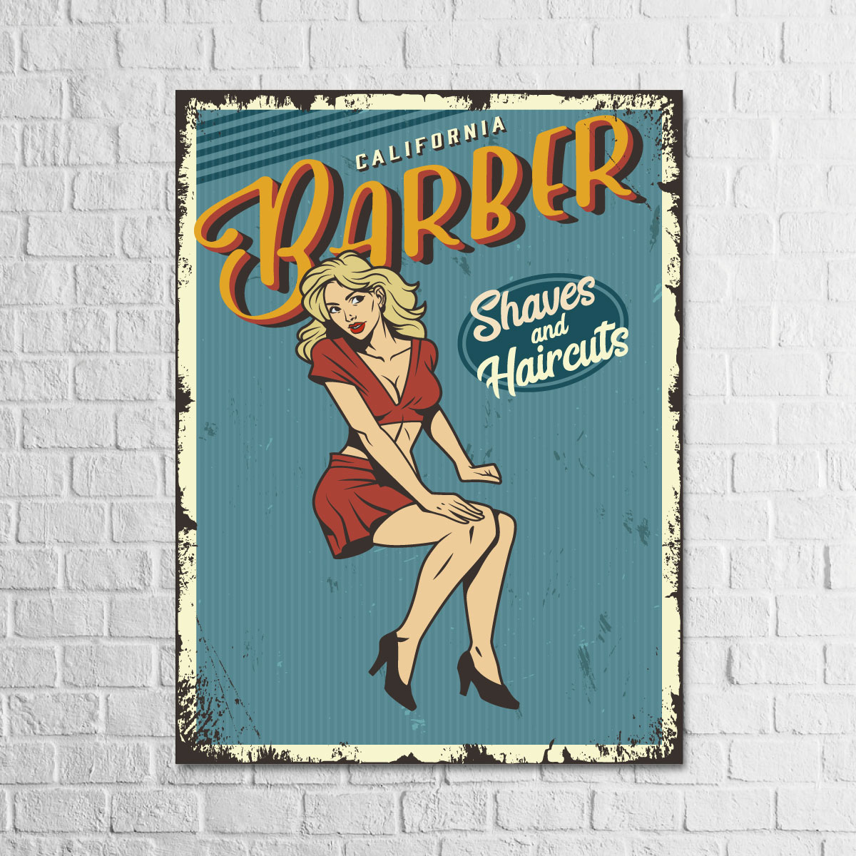 California Barber 13,5x18 Ahşap Retro Tablo California Barber 13,5x18 Ahşap Retro Tablo