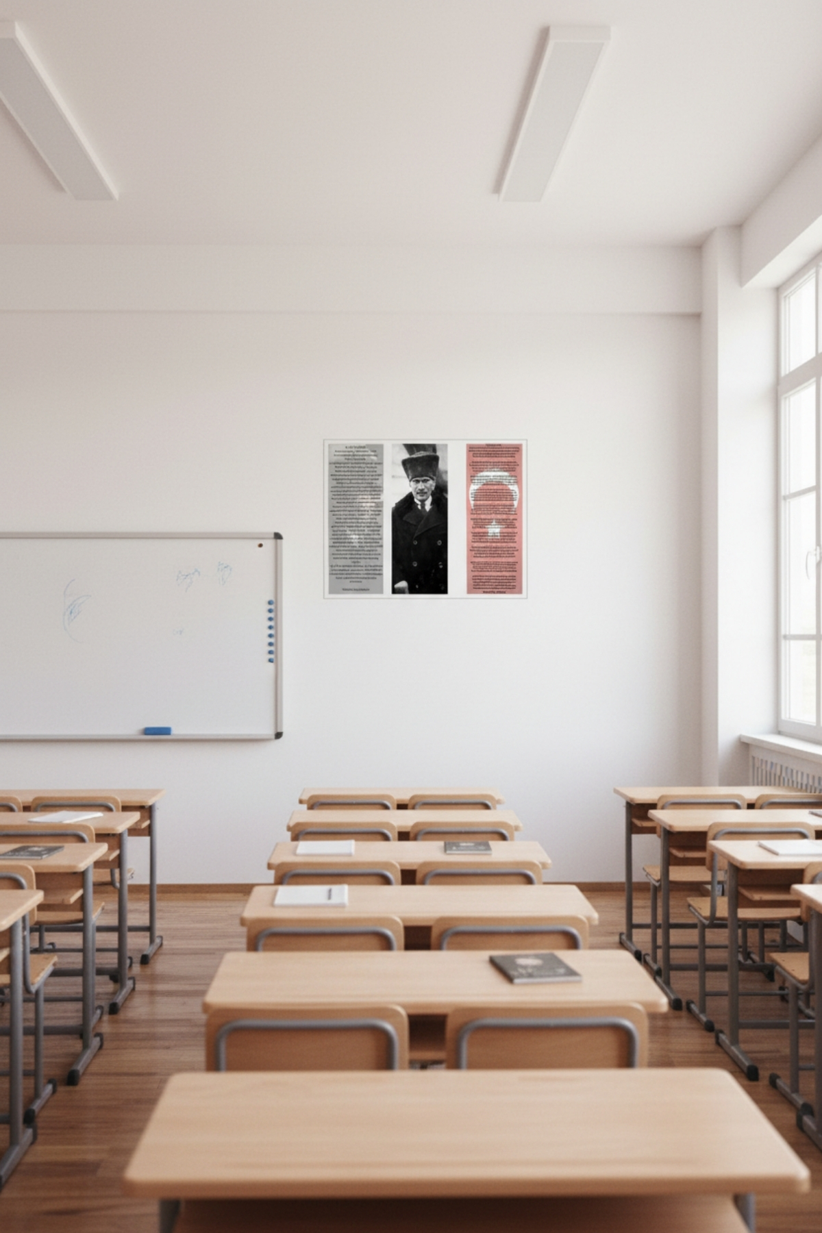 Çerçeveli Atatürk Tablosu 3’lü Set | Gençliğe Hitabe, Atatürk Portresi ve İstiklal Marşı