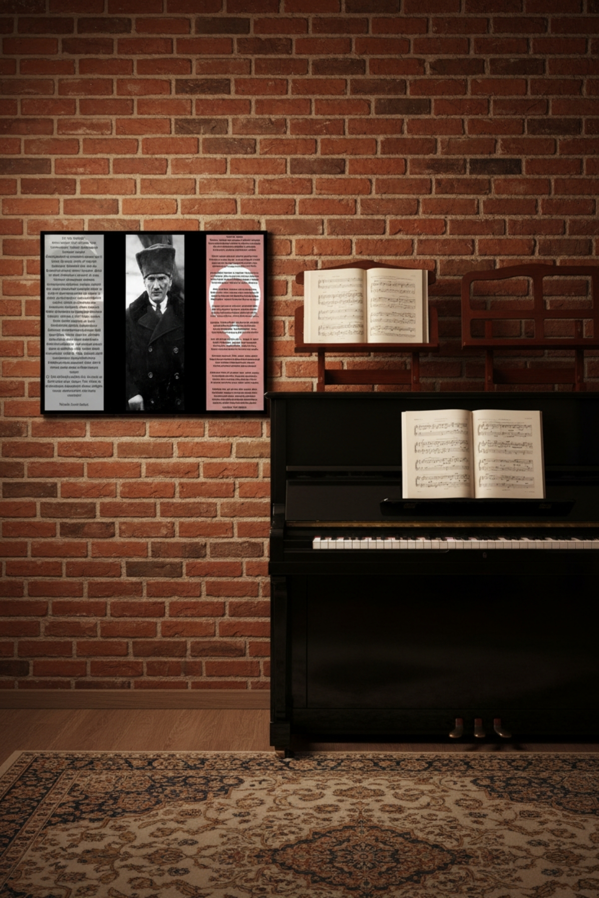 Çerçeveli Atatürk Tablosu 3’lü Set | Gençliğe Hitabe, Atatürk Portresi ve İstiklal Marşı