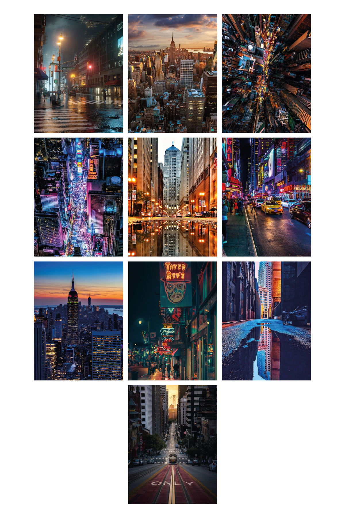 City Lights 13,5 x 18 Cm 10'lu Ahşap Tablo Seti City Lights 13,5 x 18 Cm 10'lu Ahşap Tablo Seti