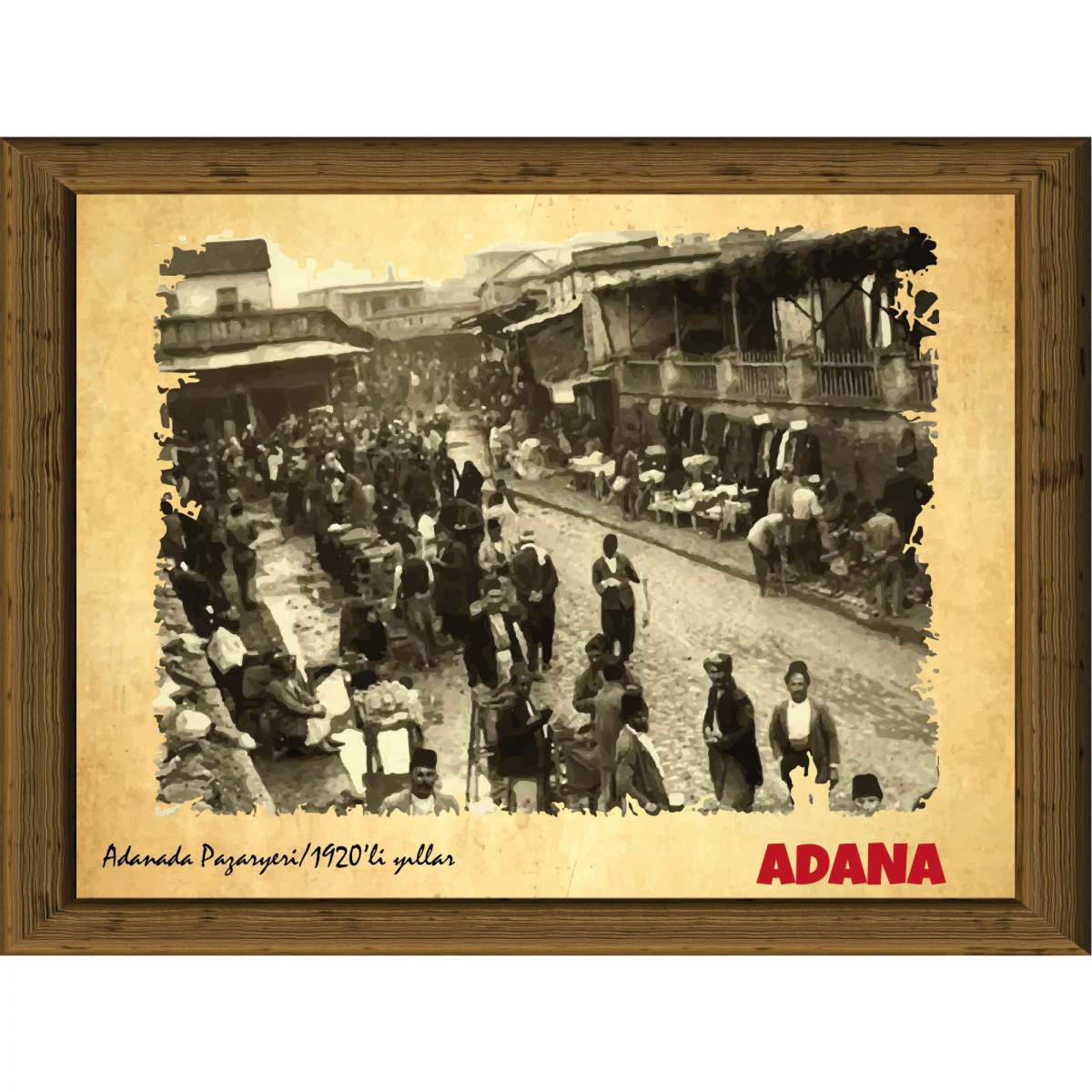 Eski Adana 13,5x18 cm Çerçeve Görünümlü 5'li Ahşap Tablo Seti, Siyah Beyaz Tablo Eski Adana 13,5x18 cm Çerçeve Görünümlü 5'li Ahşap Tablo Seti, Siyah Beyaz Tablo
