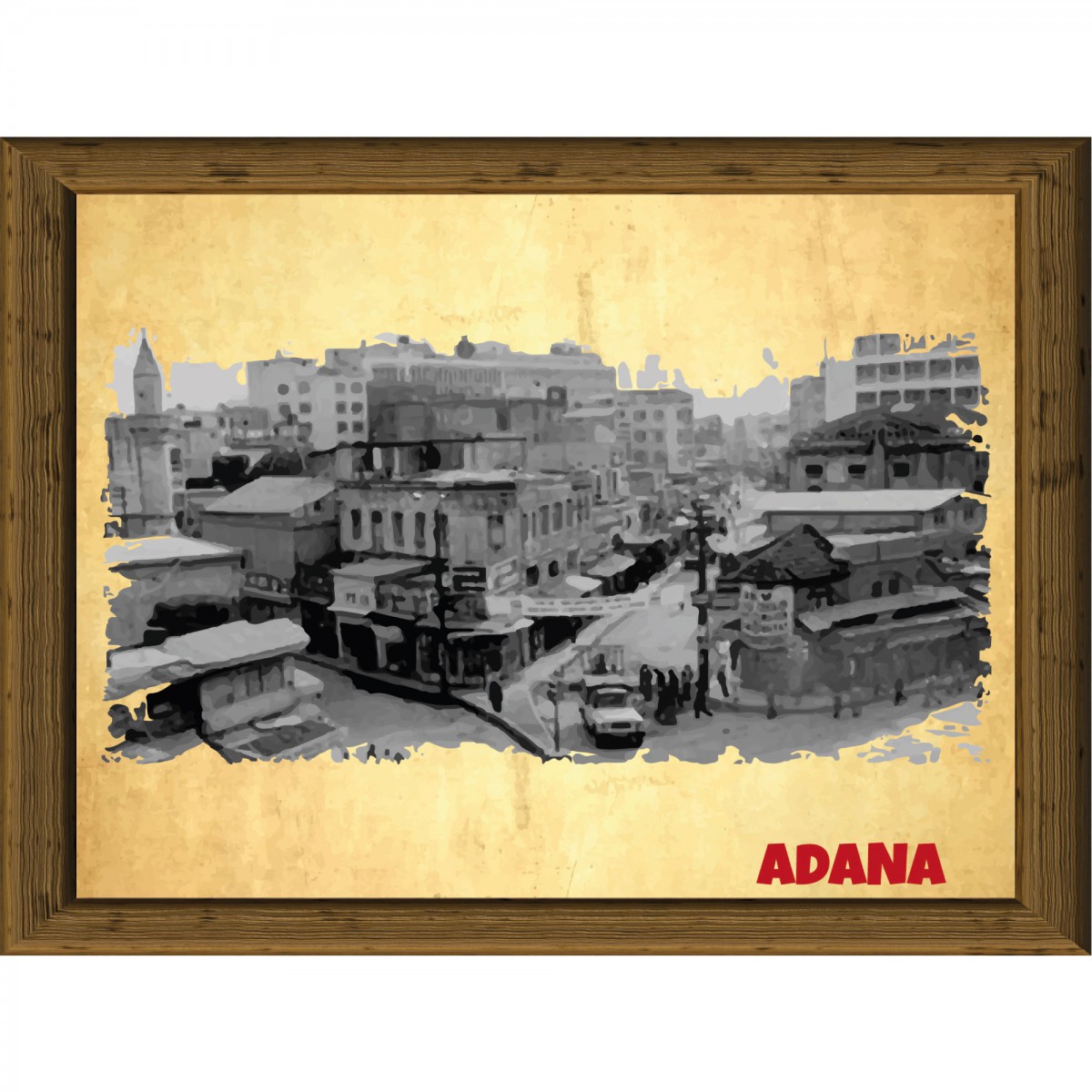 Eski Adana 13,5x18 cm Çerçeve Görünümlü 5'li Ahşap Tablo Seti, Siyah Beyaz Tablo Eski Adana 13,5x18 cm Çerçeve Görünümlü 5'li Ahşap Tablo Seti, Siyah Beyaz Tablo