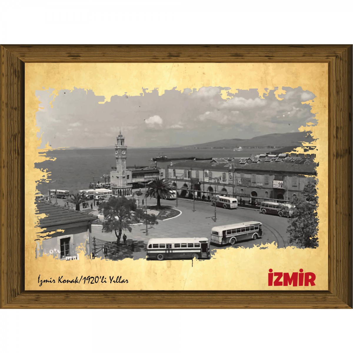 Eski İzmir 13,5x18 cm Çerçeve Görünümlü 5'li Ahşap Tablo Seti, Siyah Beyaz Tablo Eski İzmir 13,5x18 cm Çerçeve Görünümlü 5'li Ahşap Tablo Seti, Siyah Beyaz Tablo