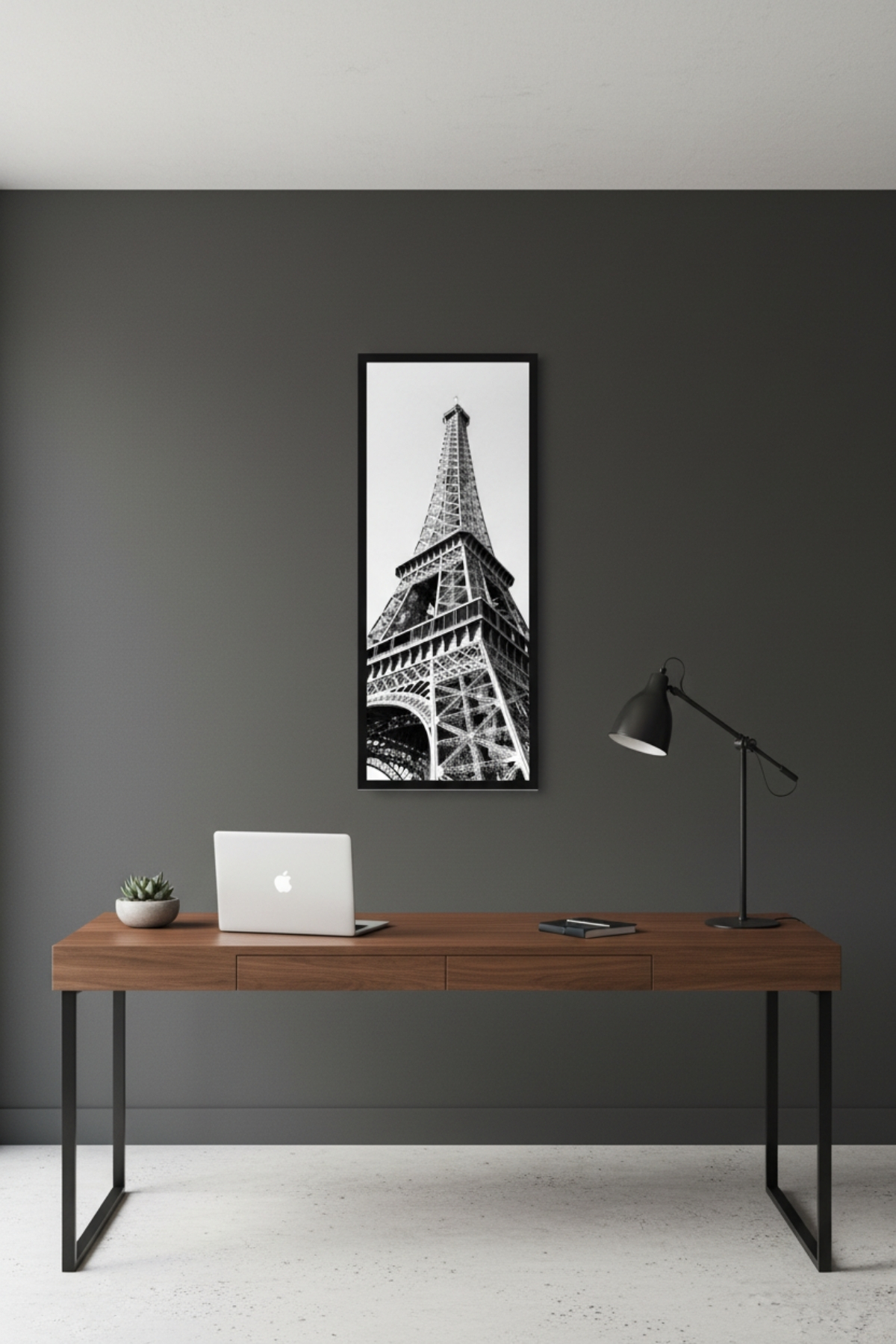 Eyfel Kulesi Temalı Çerçeveli Ahşap MDF Tablo 25x60 cm - Paris Duvar Dekoru