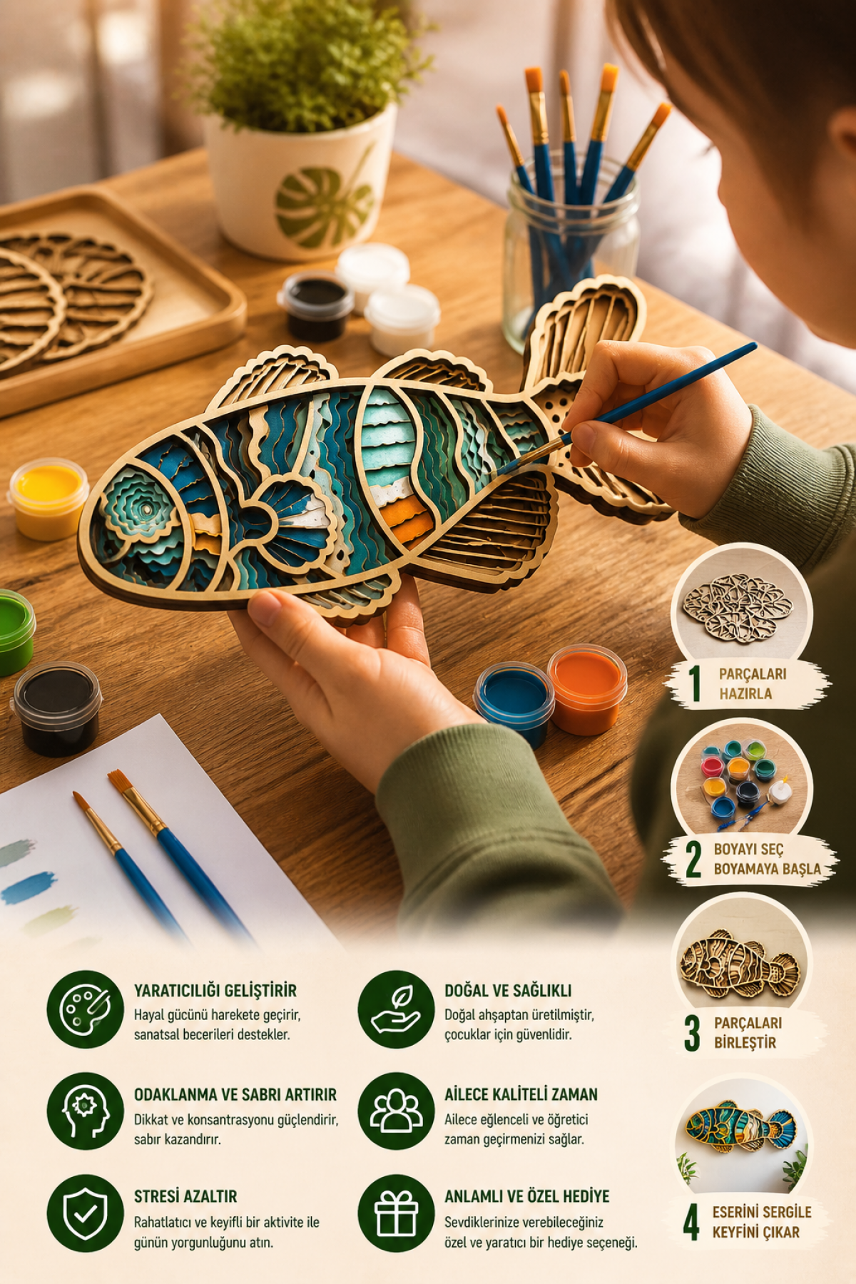 FourArts 3D Ahşap Boyama Seti – Katmanlı Balık Figürlü DIY Hobi Kiti | Çocuk & Yetişkin Eğitici Aktivite FourArts 3D Ahşap Boyama Seti – Katmanlı Balık Figürlü DIY Hobi Kiti | Çocuk & Yetişkin Eğitici Aktivite