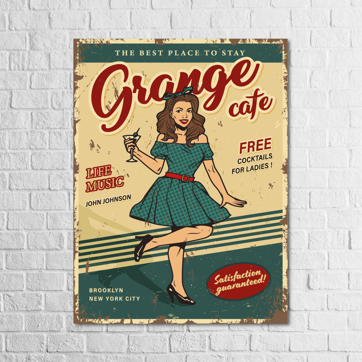 Grange Cafe 13,5x18 Ahşap Retro Tablo