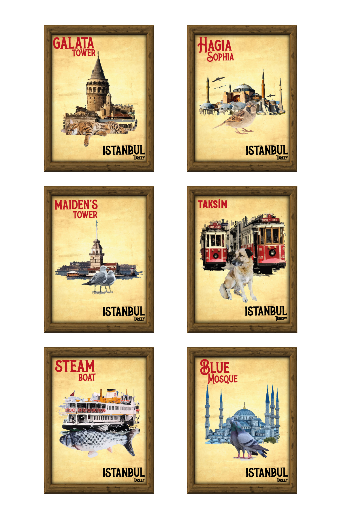 İstanbul Serisi 13,5 x 18 cm Çerçeve Görünümlü 5'li Ahşap Özel Tasarım Tablo Seti İstanbul Serisi 13,5 x 18 cm Çerçeve Görünümlü 5'li Ahşap Özel Tasarım Tablo Seti