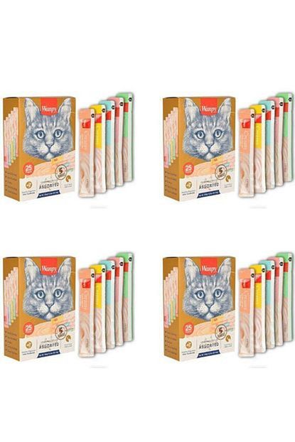 Karışık 8 Lezzetli Krema/sıvı Kedi Ödülü 25x14gr X 4 Adet