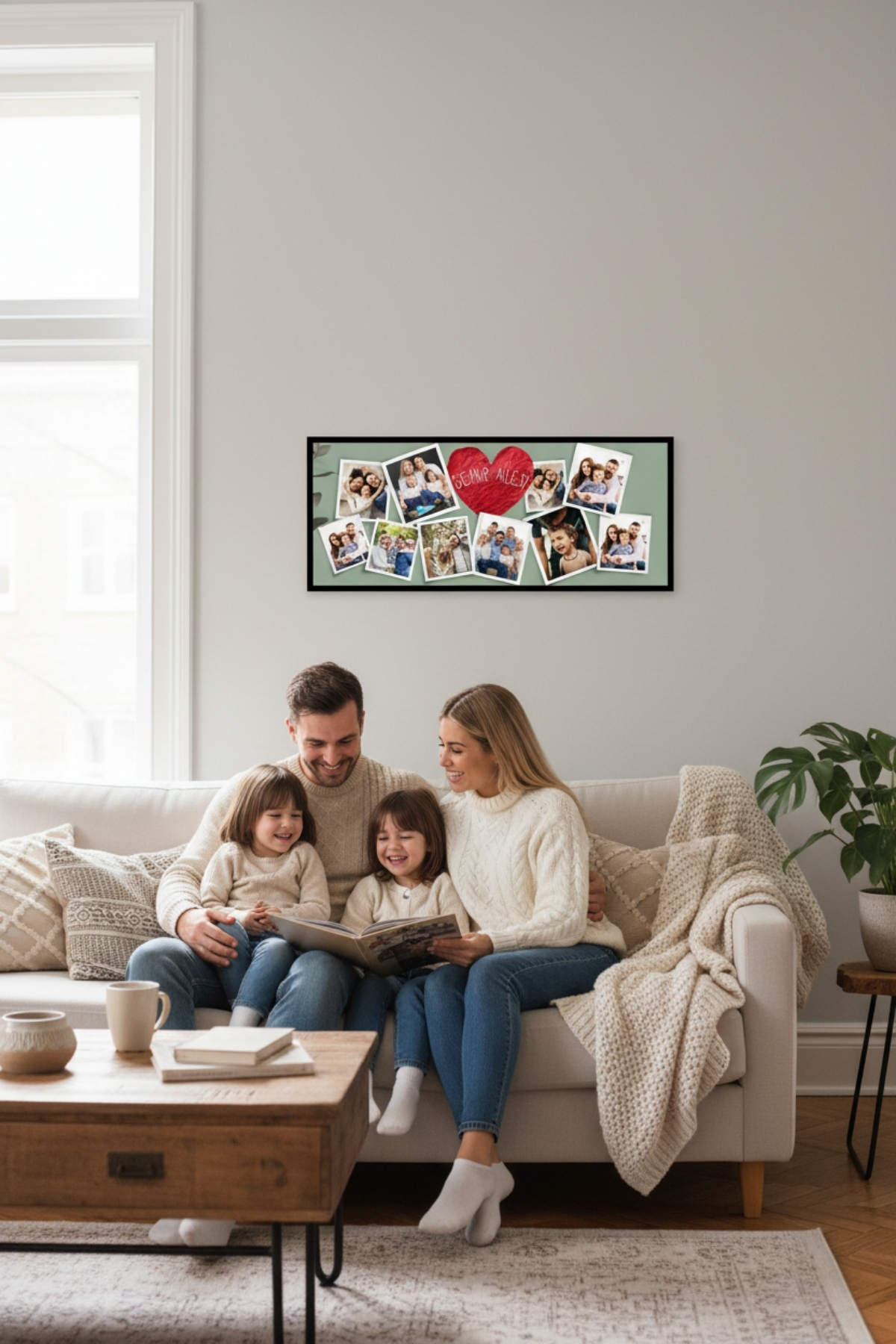 Kişiye Özel Aile Fotoğraf Kolaj Tablosu – İsimli Anı Tablosu | Dekoratif Duvar Tablosu