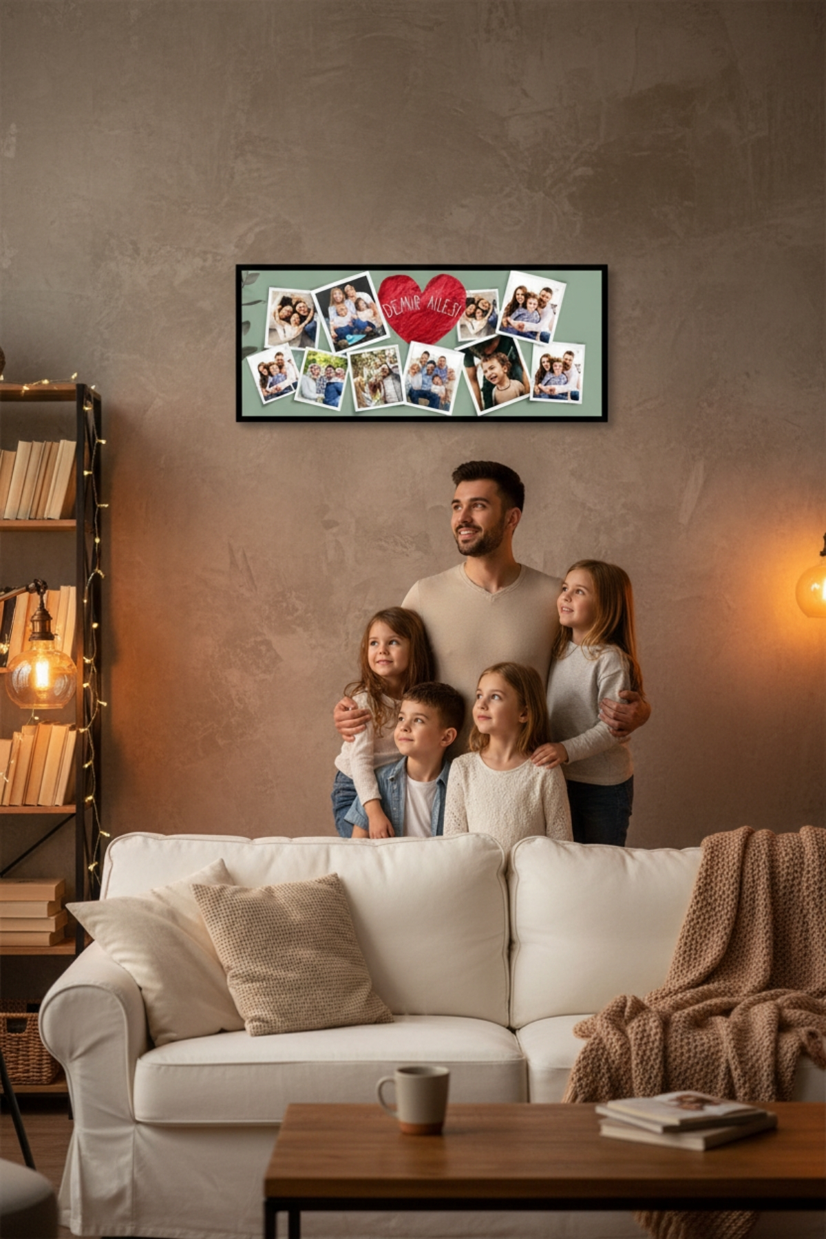 Kişiye Özel Aile Fotoğraf Kolaj Tablosu – İsimli Anı Tablosu | Dekoratif Duvar Tablosu