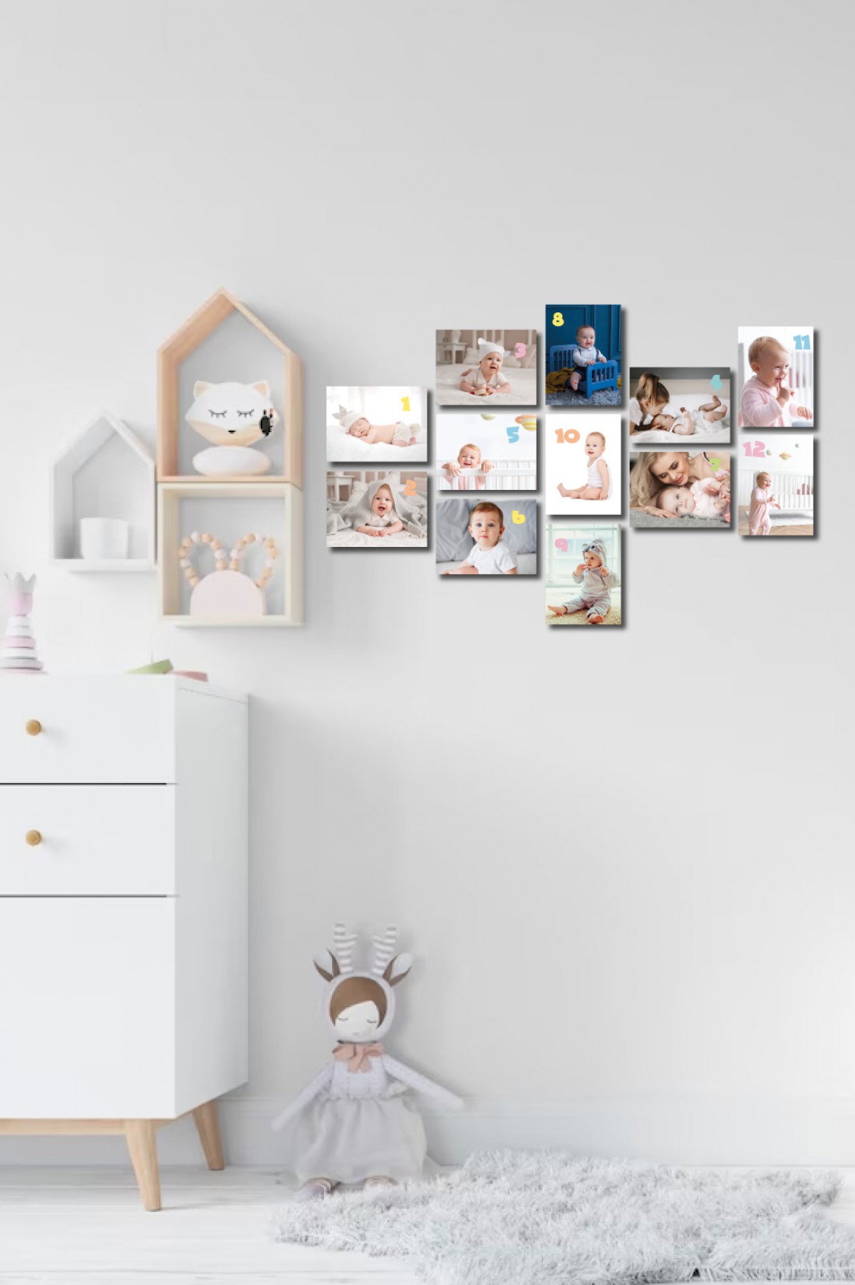 Kişiye Özel Bebeğimin ilk 12 Ayı 13,5 x 18 Cm 12'li Ahşap Tablo Seti Kişiye Özel Bebeğimin ilk 12 Ayı 13,5 x 18 Cm 12'li Ahşap Tablo Seti