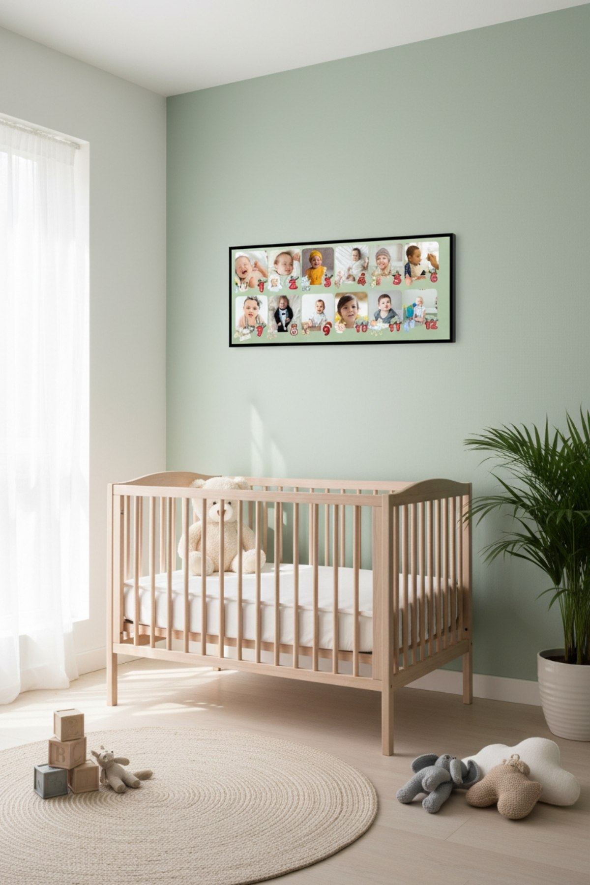 Kişiye Özel Bebek İlk 12 Ay Tablosu | Bebek Anı Panosu, Çocuk Odası Duvar Dekoru