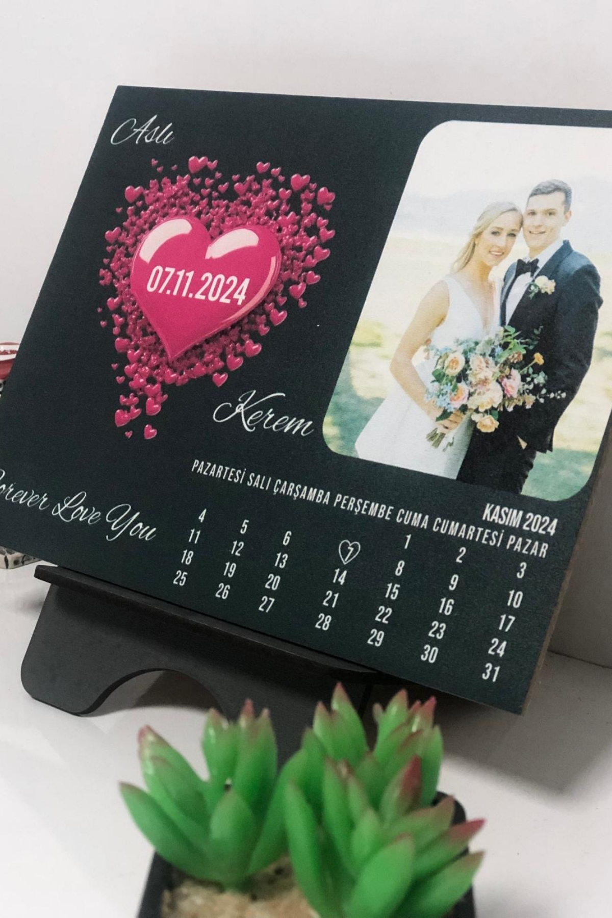 Kişiye Özel Fotoğraflı Evlilik Yıldönümü Takvimi - 13,5x18 cm Anma Takvimi, Sevgililer Günü Hediyesi