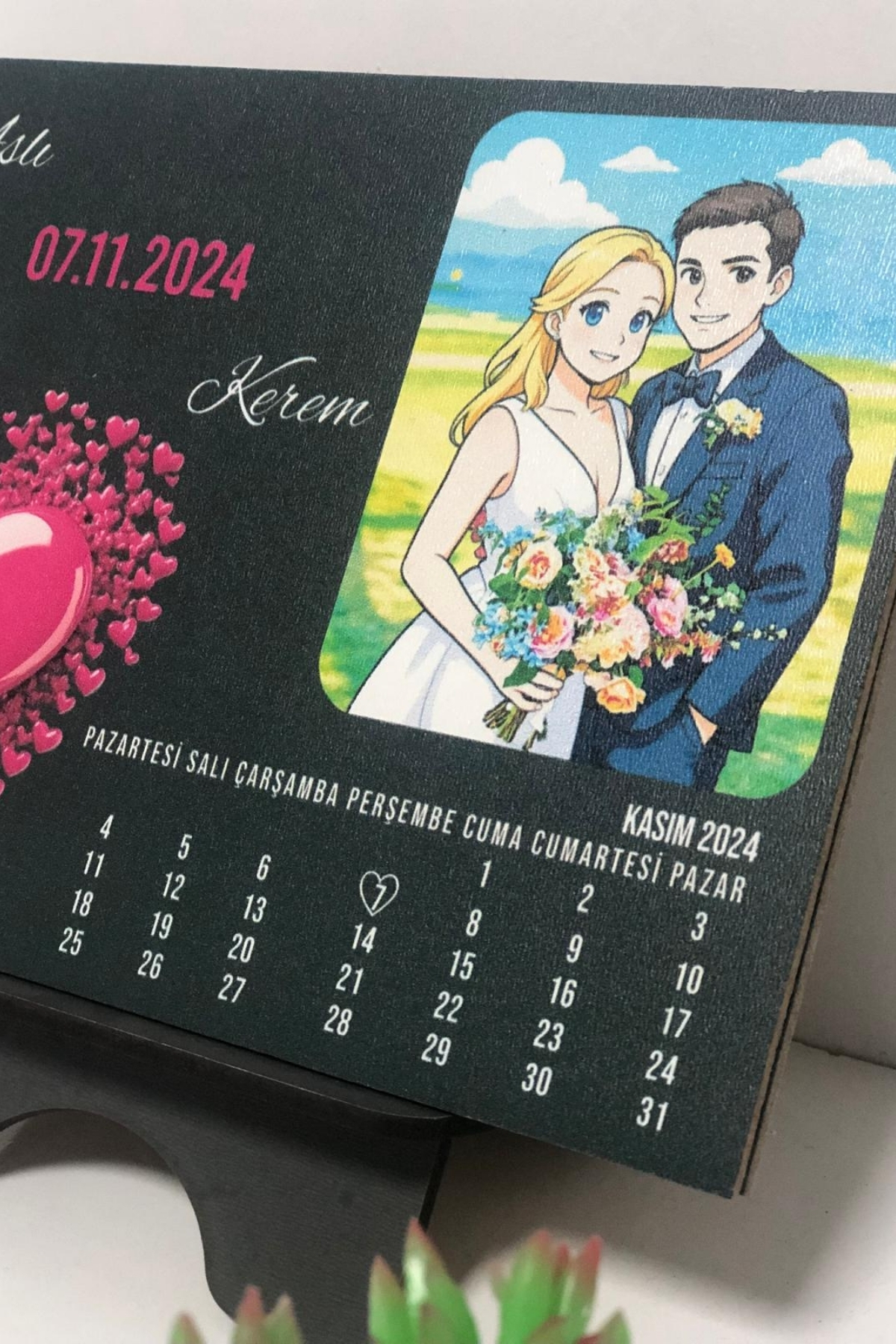 Kişiye Özel Fotoğraflı Evlilik Yıldönümü Takvimi - 13,5x18 cm Anma Takvimi, Sevgililer Günü Hediyesi
