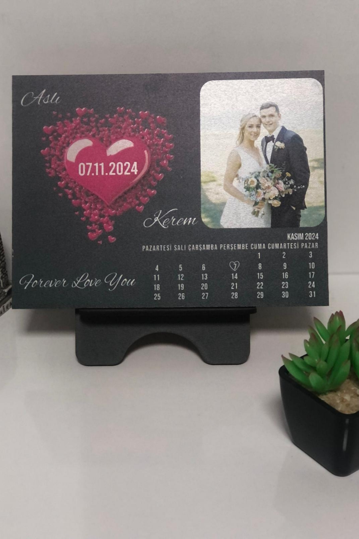 Kişiye Özel Fotoğraflı Evlilik Yıldönümü Takvimi - 13,5x18 cm Anma Takvimi, Sevgililer Günü Hediyesi