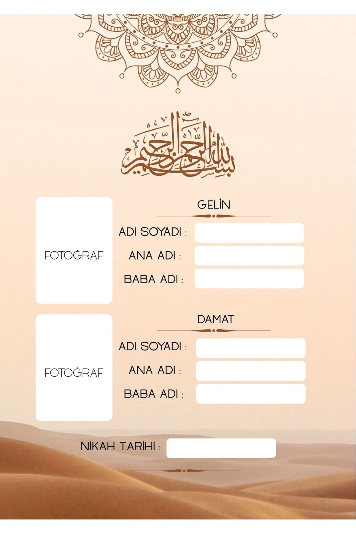 Kişiye Özel Nikah Akdi Cüzdanı