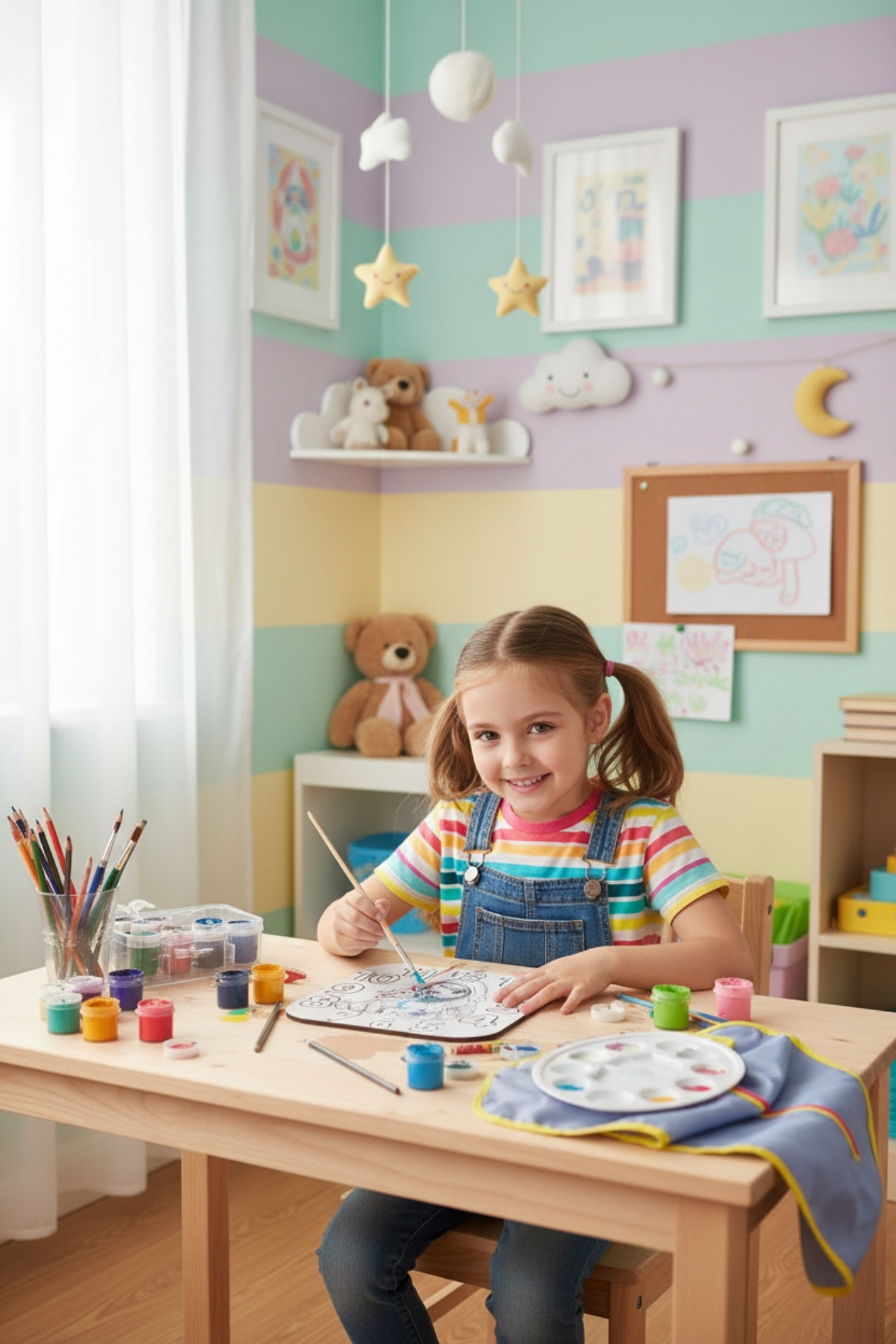 Kız Çocuk Duvar Saati Boyama Seti – Kendin Yap Eğitici Hobi Seti - Eğitici Oyuncak