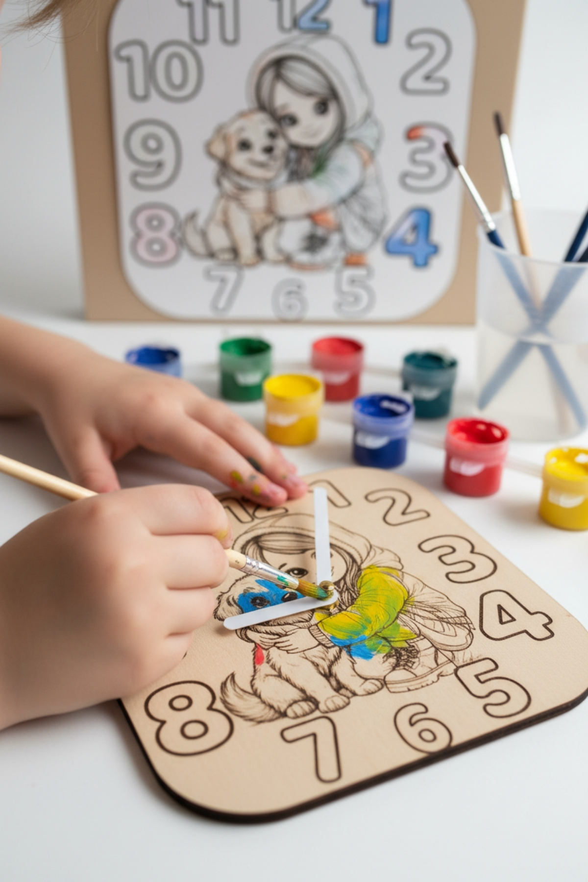 Kız Çocuk Duvar Saati Boyama Seti – Kendin Yap Eğitici Hobi Seti - Eğitici Oyuncak