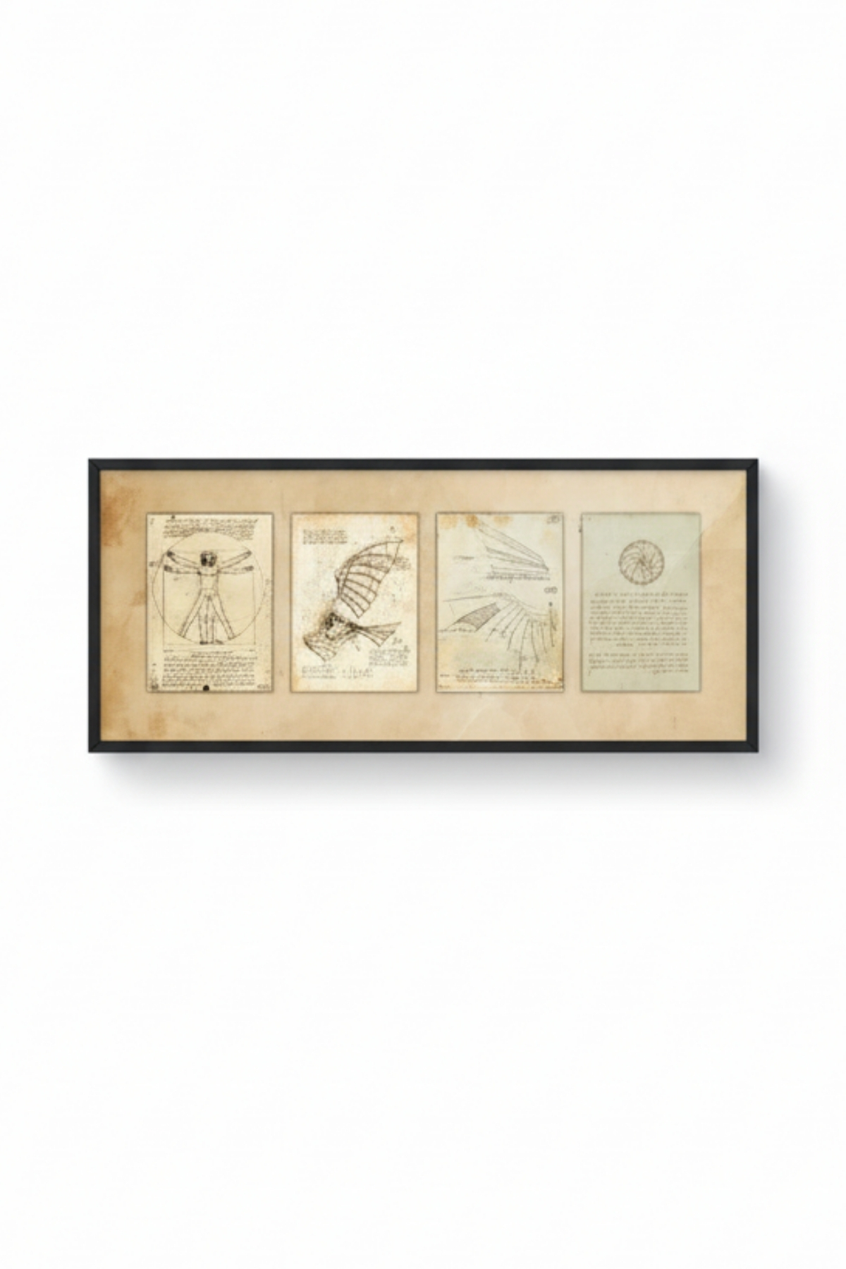 Leonardo Da Vinci Çizimleri Tablo Çerçeveli | Vintage Sanat Tablosu | Ofis Salon Duvar Dekoru