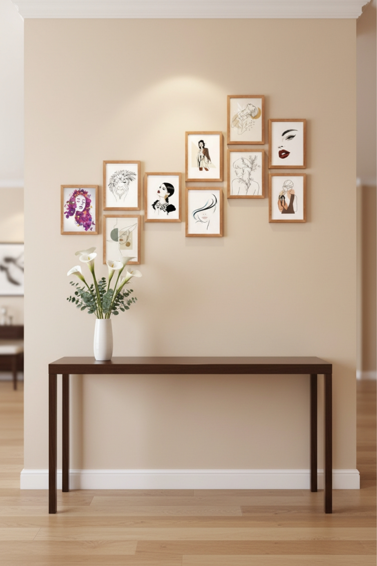 Minimalist Women Design 13,5x18 Cm 10'lu Ahşap Tablo Seti Minimalist Women Design 13,5x18 Cm 10'lu Ahşap Tablo Seti