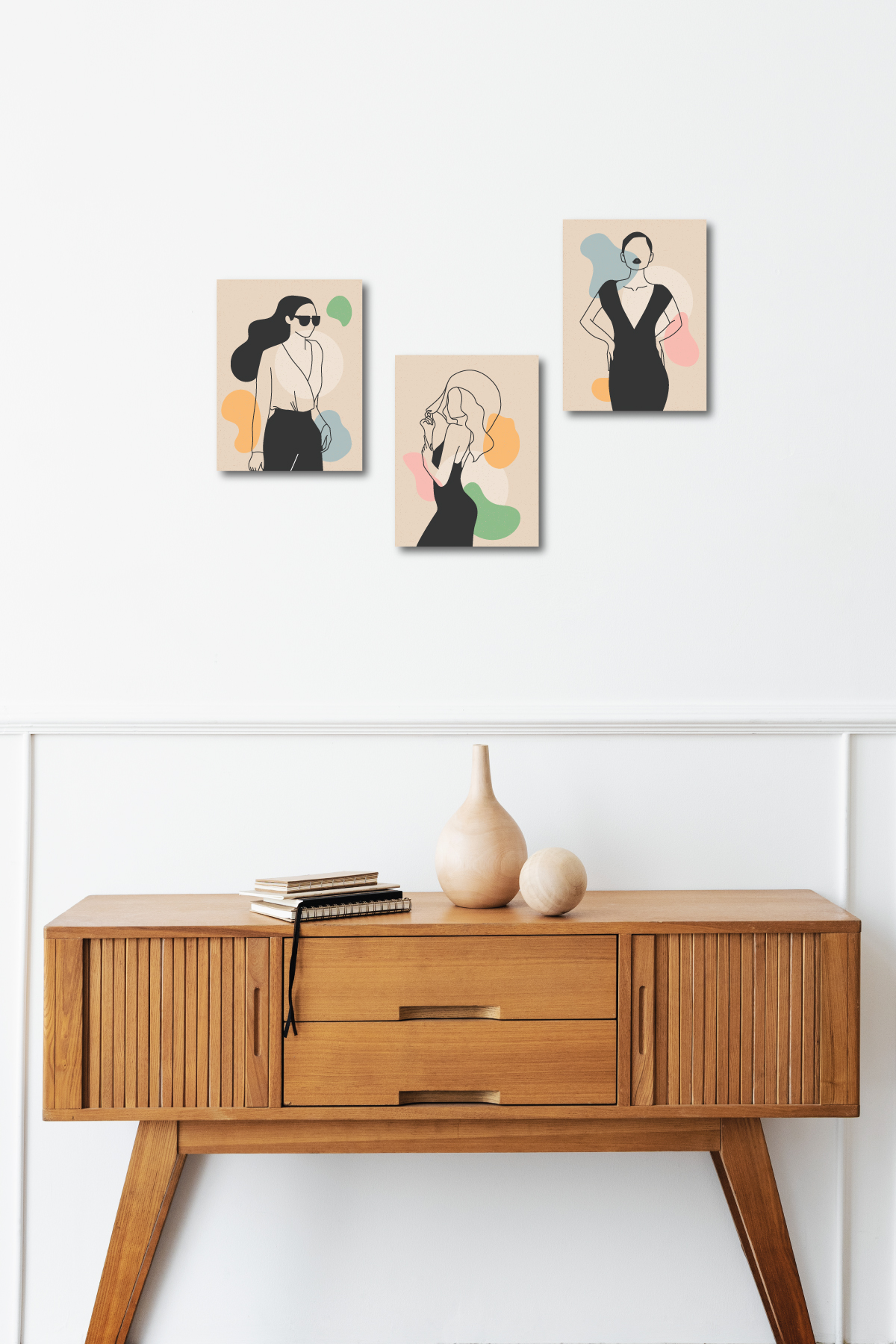 Minimalist Women Design 13,5x18 Cm 3'lü Ahşap Tablo Seti Minimalist Women Design 13,5x18 Cm 3'lü Ahşap Tablo Seti