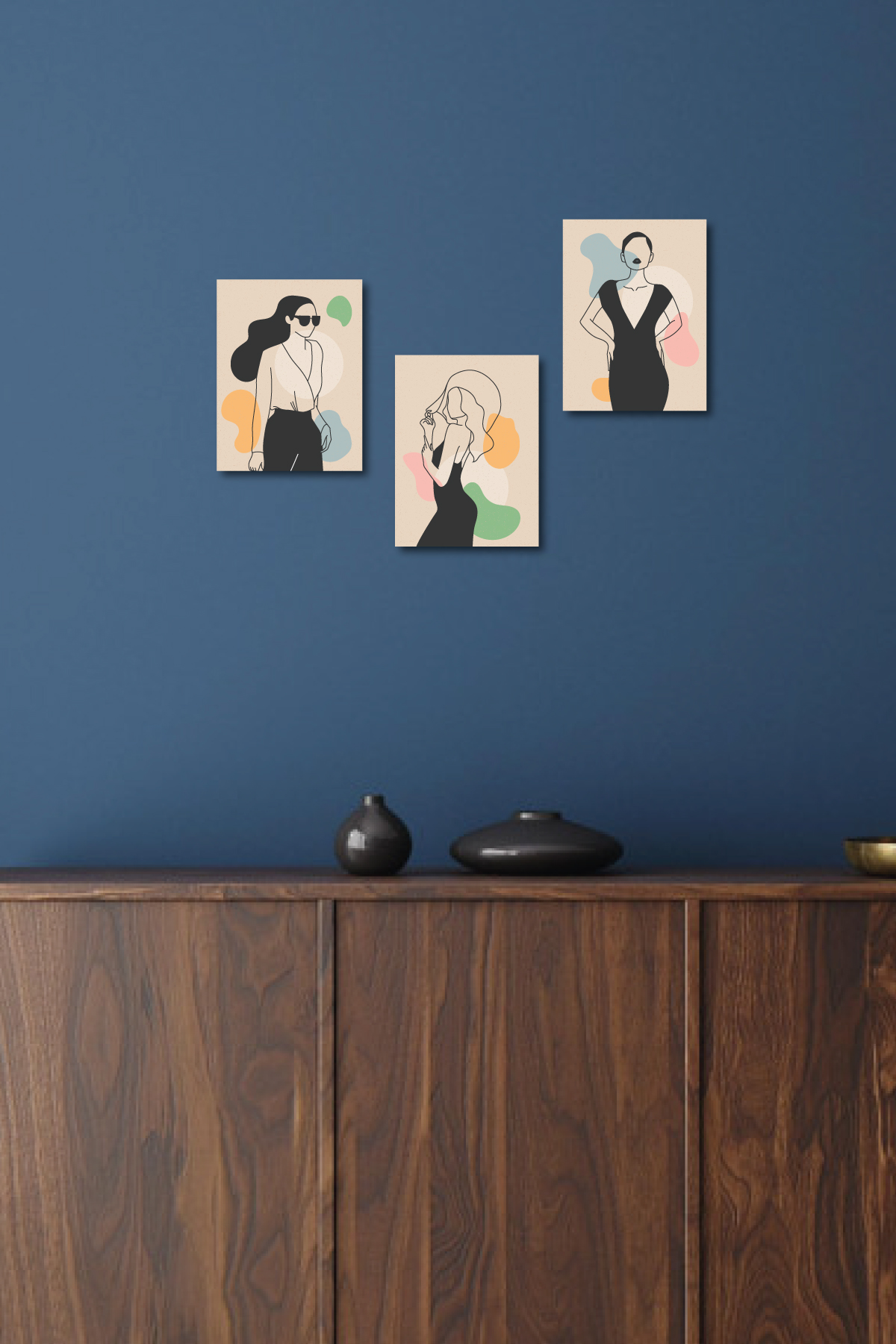 Minimalist Women Design 13,5x18 Cm 3'lü Ahşap Tablo Seti Minimalist Women Design 13,5x18 Cm 3'lü Ahşap Tablo Seti