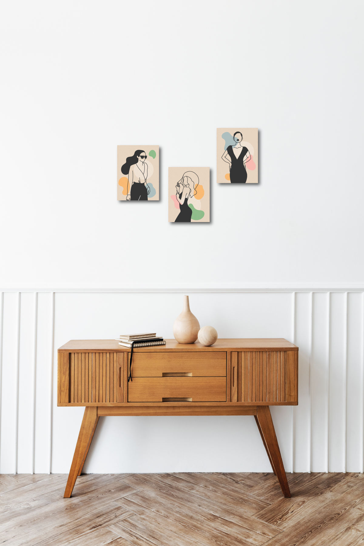 Minimalist Women Design 13,5x18 Cm 3'lü Ahşap Tablo Seti Minimalist Women Design 13,5x18 Cm 3'lü Ahşap Tablo Seti