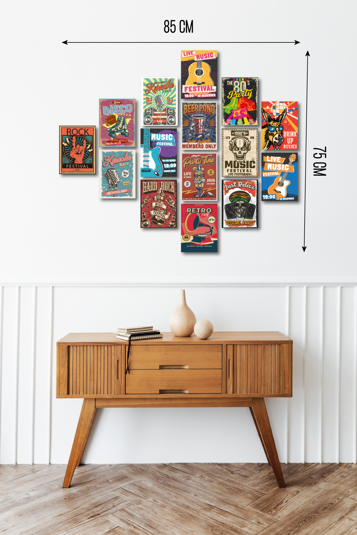 Müzik ve Party Temalı 13,5x18 Cm 15'li Ahşap Tablo Seti Müzik ve Party Temalı 13,5x18 Cm 15'li Ahşap Tablo Seti