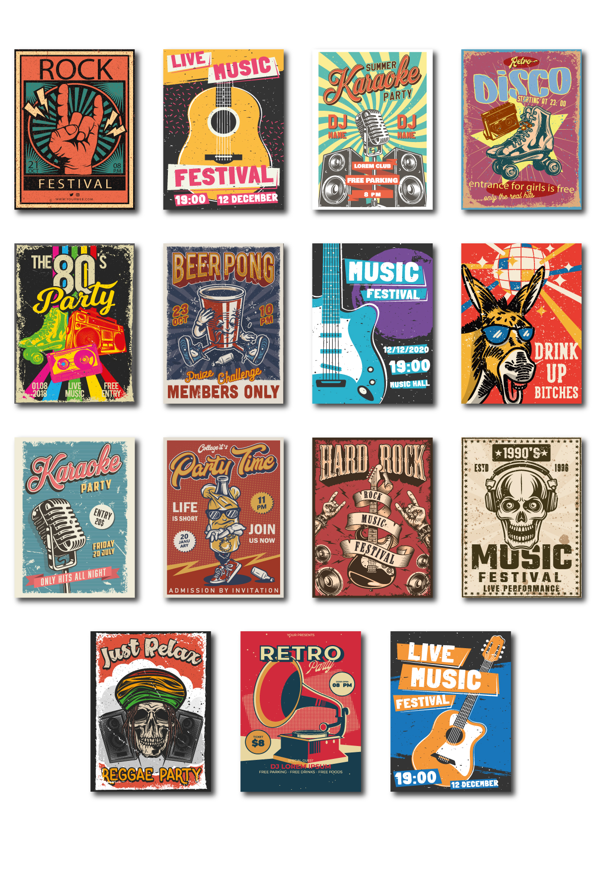 Müzik ve Party Temalı 13,5x18 Cm 15'li Ahşap Tablo Seti Müzik ve Party Temalı 13,5x18 Cm 15'li Ahşap Tablo Seti