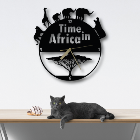 Özel Tasarım Time in Africa Dekoratif Metal Duvar Saati