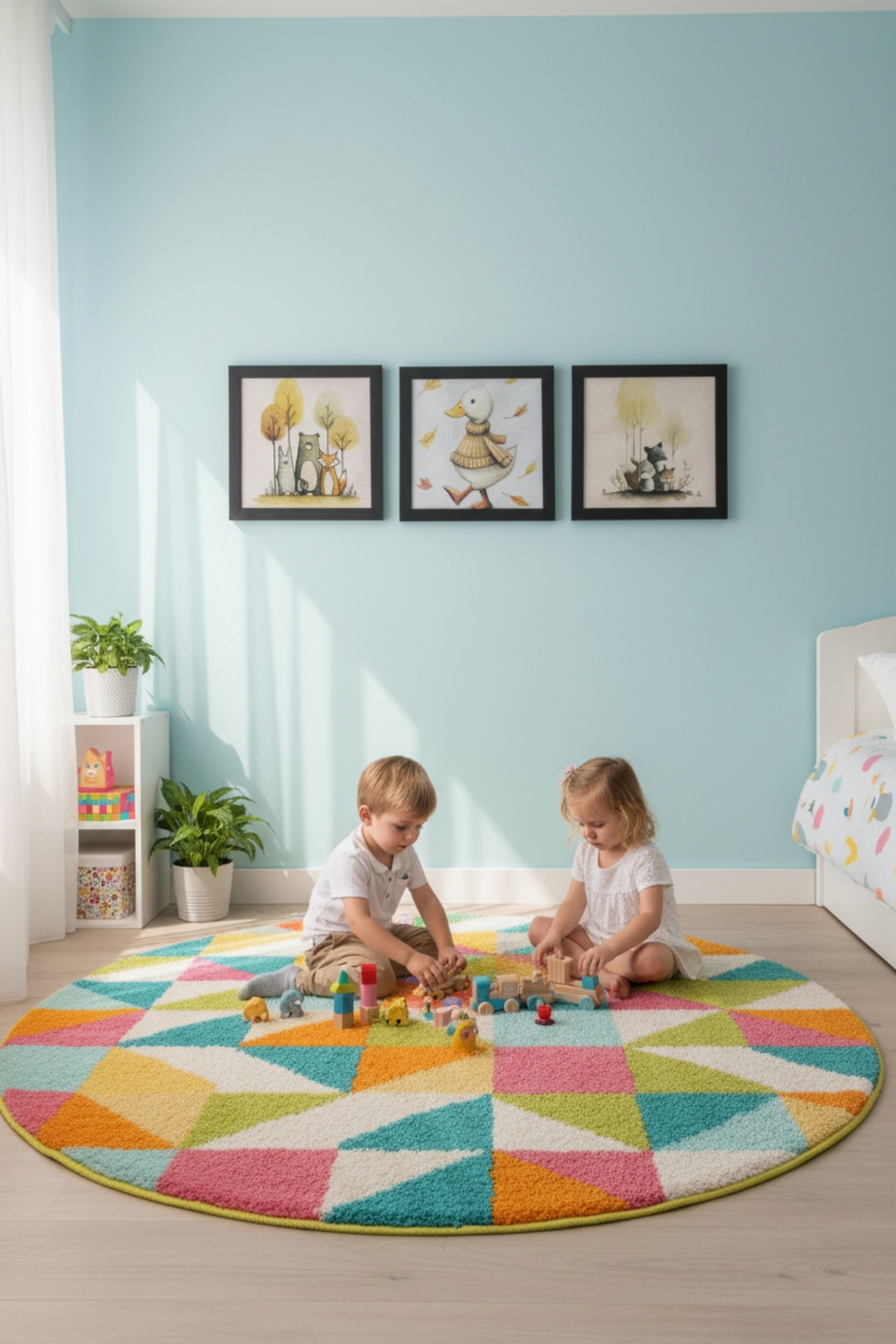 Pastel Orman Temalı 3'lü Çerçeveli Tablo Seti - Çocuk Odası, Bebek Odası Dekor Ürünleri