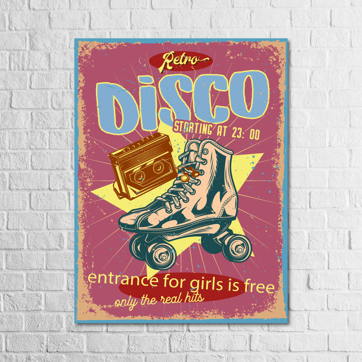 Retro Disco 13,5x18 Ahşap Retro Tablo Retro Disco 13,5x18 Ahşap Retro Tablo