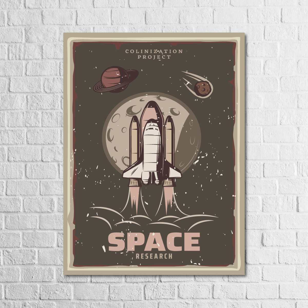 Space 13,5x18 Ahşap Retro Tablo Space 13,5x18 Ahşap Retro Tablo