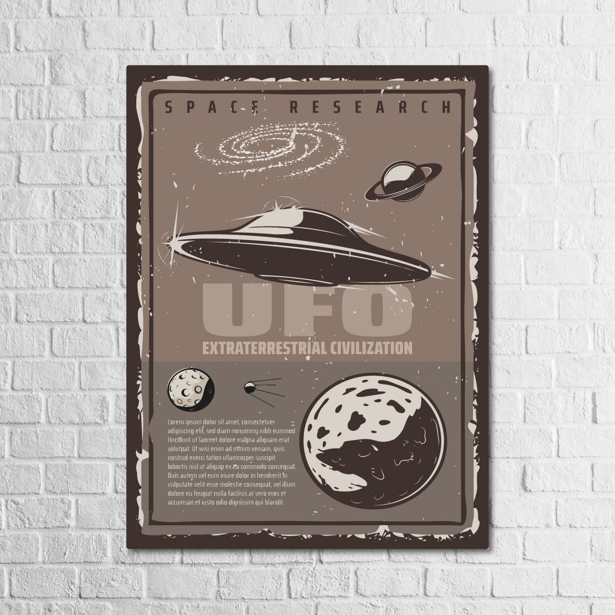 Ufo 13,5x18 Ahşap Retro Tablo
