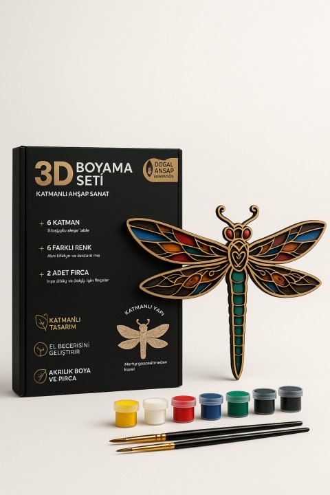 3D Boyama Seti 8 Katmanlı 6'lı Akrilik Boya Fırçalı
