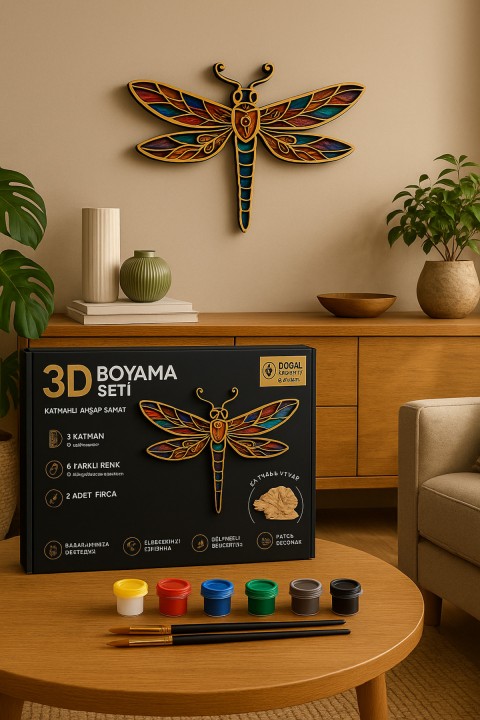 3D Boyama Seti 8 Katmanlı 6'lı Akrilik Boya Fırçalı