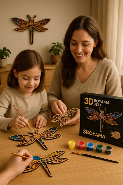 3D Boyama Seti 8 Katmanlı 6'lı Akrilik Boya Fırçalı