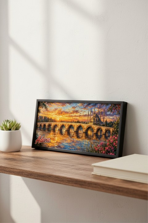 Adana Taş Köprü Tablo Gün Batımı Manzaralı Şehir Temalı Dekoratif Duvar Tablosu