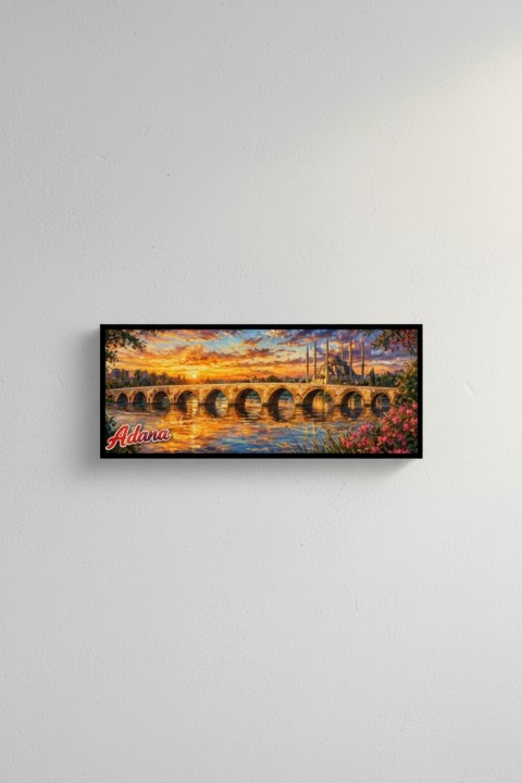 Adana Taş Köprü Tablo Gün Batımı Manzaralı Şehir Temalı Dekoratif Duvar Tablosu
