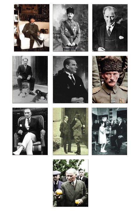 Atatürk Fotoğrafları Tablo 13 x18 Cm 10 lu Ahşap Tablo Seti