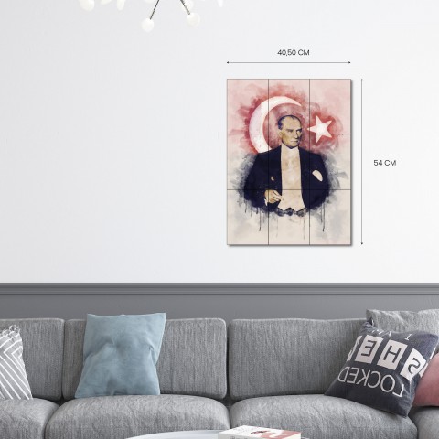 Atatürk Serisi 40,50x54 Cm 9 Parça Atatürk Ahşap Tablo Seti Atatürk Serisi 40,50x54 Cm 9 Parça Atatürk Ahşap Tablo Seti