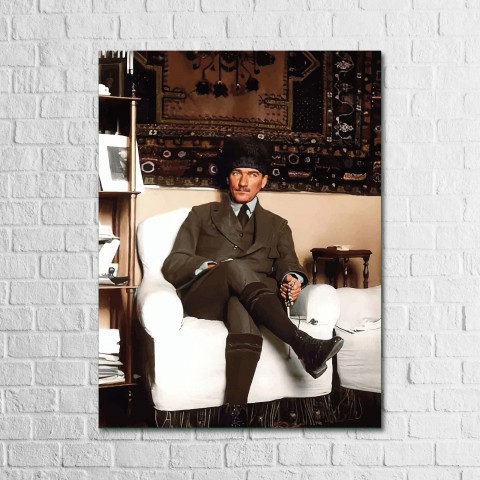 Atatürk Serisi, Mustafa Kemal Atatürk 13,5x18 cm Ahşap Tablo