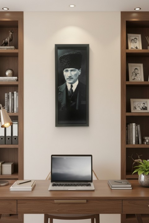 Atatürk Tablosu - 25x60 cm Dikey UV Baskılı MDF Atatürk Poster Tablo